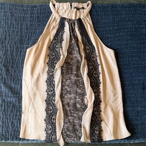 KOBI HALPERIN Ruffle Flutter Lace Sleeveless Top